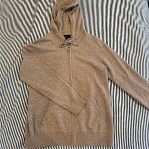 Quince Light Brown Zip Hoodie Cardigan